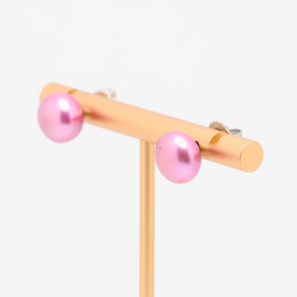 Vintage Sterling Silver Purple Fake Pearl Stud Earrings - Picture 5 of 5